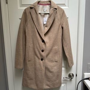 J Crew Factory Herringbone Topcoat in Hazy Chevron Acorn Ivory - Size 4